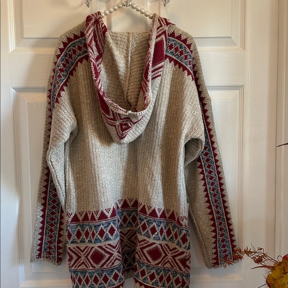 Lucky Brand Sz L Open front Cardigan with hood - Picture 7 of 9